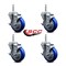 Service Caster 4 Inch Blue Polyurethane Wheel Swivel 58 Inch Threaded Stem Caster Set with Brake SCC SCC-TS20S414-PPUB-BLUE-TLB-58212-4 - alternate 3